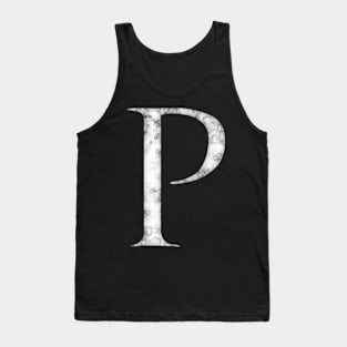 P in Roman White Marble Latin Alphabet Letter Sticker Tank Top